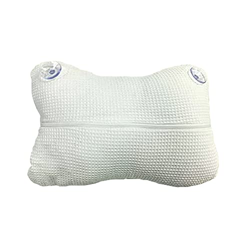 Kole Bath Pillow with Suction Cups, Soft White Cotton Neck Back Support