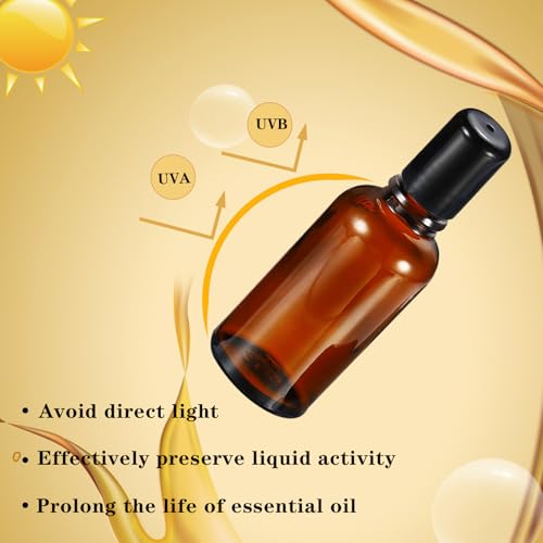 15ML Roller Bottles for Essential Oil, 4 Pack Empty Amber Glass Roller Bottle for Perfume Oil, Roll on Bottles with Stainless Steel Roller Balls, Opener, Funnel and Dropper - size: 15ml_4pcs