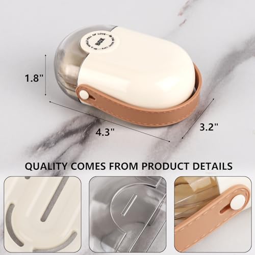 Tbestmax 2 Pack Travel Soap Case with Silicone Handle, Beige | Durable Hard PP Plastic, Leakproof Lid, Nonslip Grip, Compact , Durable, Fits Standard Bar Soap Sizes, Ideal For traveling - color: Offwhite