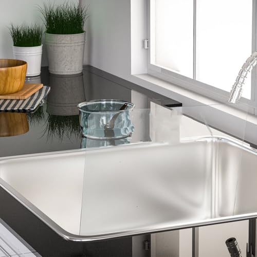 BESPORTBLE Kitchen Sink Splash Guard Acrylic Water Baffle for Bathroom and Kitchen Sink Splash Guard with Adhesive Tapes 13.77 X 8.26 X 1.96 in