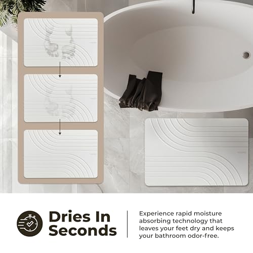 TOSORO - Stone Bath Mat Diatomaceous Earth Shower Mat Non-Slip Super Absorbent Diatomite Stone Bath Mats for Bathroom Floor Quick Drying Natural Easy to Clean (23.5 x 15) - Sandstone - color: Flow Sandstone, size: Pack of 1