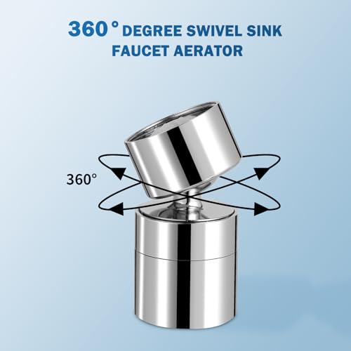 Hibbent Metal Faucet Aerator, 360-degree Swivel Metal Kitchen Sink Aerator, Dual-function Sink Sprayer Attachment, Faucet Replacement Part 55/64'' Female Thread, Silver - color: Silver, style: Classic 360 Degree Faucet Aerator