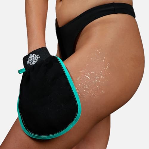 Dermasuri - Deep Exfoliating Glove - Korean Exfoliating Mitt & Body Scrubber - Keratosis Pilaris Treatment Scrub - Self Tanner Mitt & Ingrown Hair Exfoliator - Shower Gloves for Women & Men - (1 Pack) - style: Black Mitt
