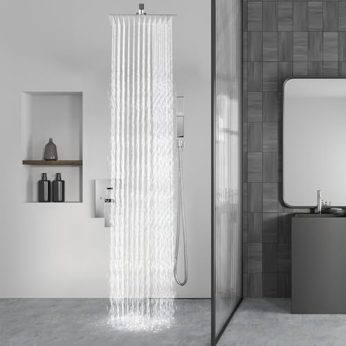 Aolemi Shower Faucet Set Rain Shower System with Handheld Spray Bathroom Shower Combo Rough-in Valve and Shower Trim Kit Included Polish Chrom 10 Inch Wall Mount Shower Head - color: Polish Chrome, size: 10 Inch Wall Mount Shower Head
