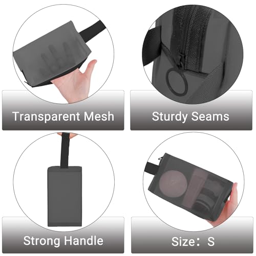 6 Pieces Zipper Mesh Makeup Bags Set, Nylon Cosmetic Bags Portable Clear Toiletry Bas Travel Organizer Bags for Office Travelling Organization (Black, Assorted Size) - color: Black