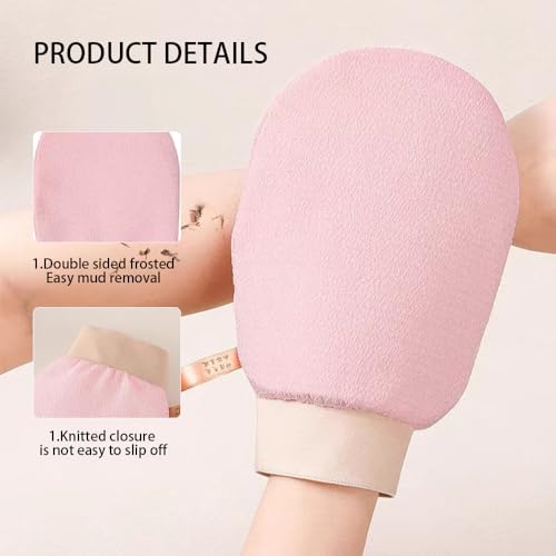 Exfoliating Bath Towel Set for Women Strong Cleaning Back Scrubber - color: Light Gray, Light Blue