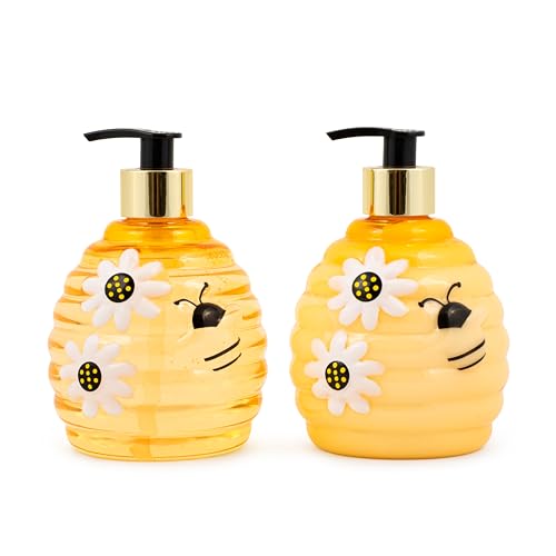 SIMPLE PLEASURES Beehive Honey Lemon Hand Soap Dispenser, 2 Pack, 16.9oz | Refillable Bee-Shaped Pump for Kitchen and Bathroom Sinks, BPA Free, Honey Bee Decor, Good Housekeeping Approved - color: Beehive Caddy