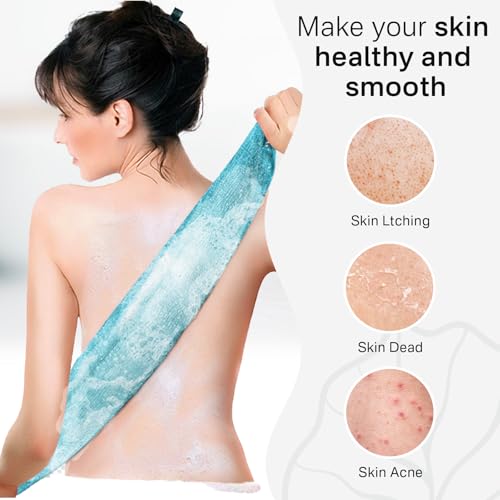 Yiclick Exfoliating Washcloth Towel- Exfoliating Body Scrubber Exfoliator, Back Scrubber for Shower Bath, Exfoliate Rags Wash Cloths, Loofah Lufa Sponge, Body Scrub & Exfoliation Women Men - color: Light Green