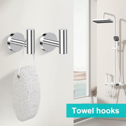 Polished Chrome Towel Bar Bathroom Hardware Accessories Set, 5 Pieces Toilet Paper Holder Towel Racks Set for Bathroom Stainless Steel Wall Mounted 23.6 in - color: Polished Chrome, size: 5 Pieces A