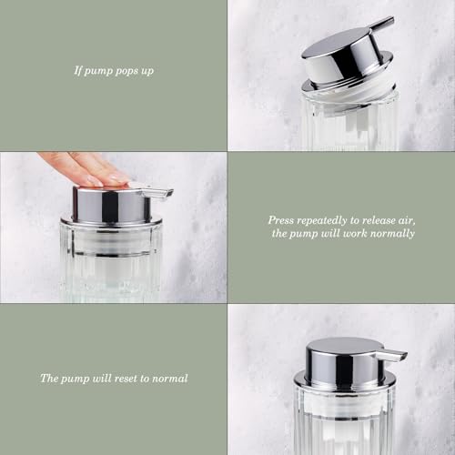 Amolliar Foaming Soap Dispenser, Plastic Pump Clear Glass Soap Dispenser, 8OZ Refillable Hand Soap Dispenser for Bathroom, Kitchen, Bath, Soap Pump Bottle for Liquid or Lotion Dispenser(Silver 2 Pack) - color: Silver