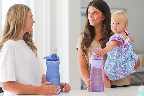 Pogo 64oz Plastic Water Bottle with Leak-Proof Chug Lid and Carry Handle, Reusable, BPA Free, Capacity Markings, Dishwasher Safe, Perfect for Travel, School, Outdoors, and Gym, Lilac - color: Lilac, size: 64 Ounces