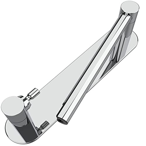 Adhesive Toilet Paper Holder Chrome Bathroom Double Post Pivoting Toilet Tissue Holder Polished Roll Holder Stick On No Drilling Stainless Steel and Zinc Alloy - color: Poilshed Chrome