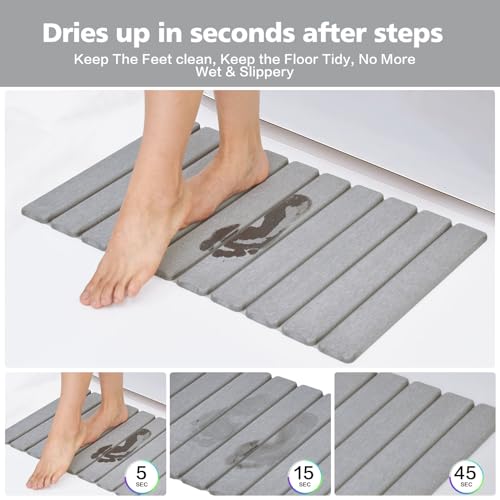 Foldable Stone Bath Mat, Diatomaceous Earth Bath Mat, Non-Slip Super Absorbent Quick Drying Bath Stone Mat, Luxury Bath mat for Bathroom Kitchen Bathtub, 23.4 * 15.4" Gray - color: Folding-gray