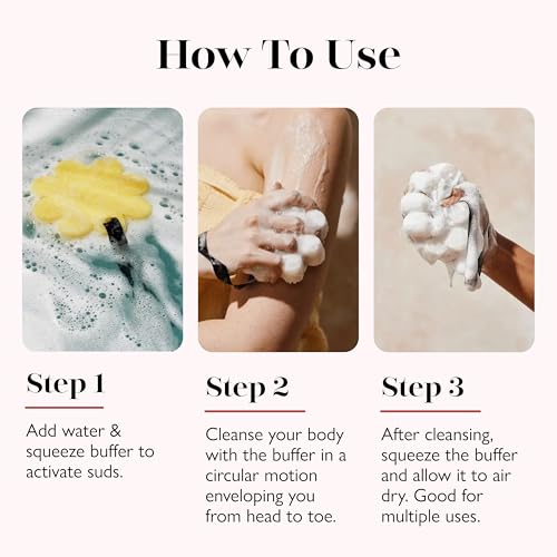 Spongelle Coconut Water Eco Collection Body Buffer Body Scrubber | Bath & Shower Loofah for Men & Women | Biodegradable, Cruelty-Free, Vegan, Dermatologist-Tested, Made in USA | 15+ uses