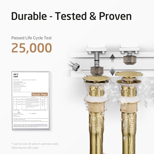 KES Sink Drain without Overflow Anti Clogging Pop Up Drain with Strainer Bathroom Sink Drain Assembly Brushed Gold, S2013D-BZ - color: Brushed Gold, style: for NO overflow sink,1-pack