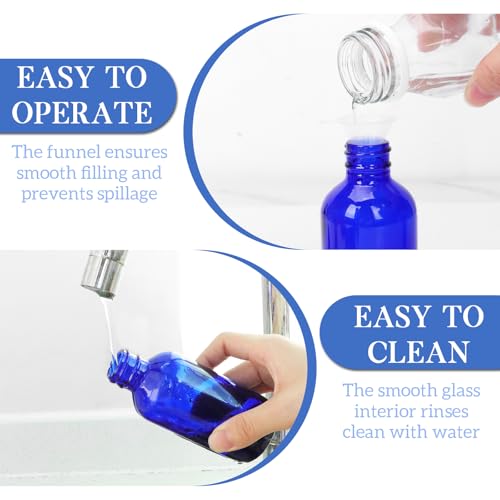STARSIDE 48-Pack 2oz Leakproof Blue Glass Dropper Bottles | 60ml Empty Tincture Bottles for Essential Oils & Craft Use, Includes Funnels, Brushes, Labels, Droppers & Measuring Cup - color: 2oz-Blue-48pcs