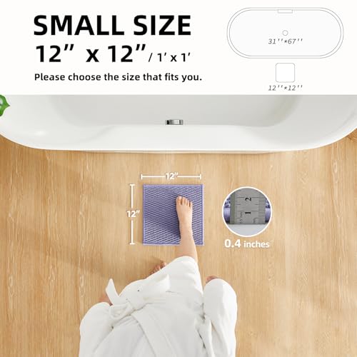 TYUU Small Bathroom Rugs, Non Slip Washable Bath Rugs Super Absorbent Bathroom Rug Thin Quick Dry Low Pile Bath Mats, Lavender 12"x12" - color: Lavender, size: 1' X 1' (Rectangular)