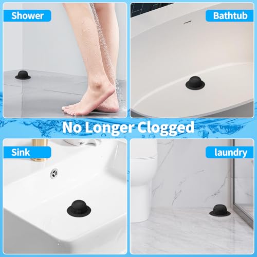 Aluvor Shower Drain Hair Catcher Bathtub Drain Cover Sink Drain Protector | Bathroom Sink & Bathtub Drain Strainer for Pop-Up & Regular Drains, All Black - color: All Black