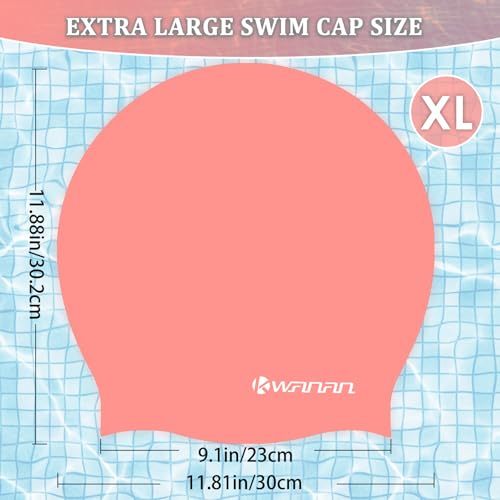 Extra Large Silicone Swim Cap for Long Hair and Protective Styles–Waterproof Swimming Cap for Men and Women with Dreadlocks, Weaves, Extensions, Braids, Curls, and Afros–Keep Hair Dry - color: Pink