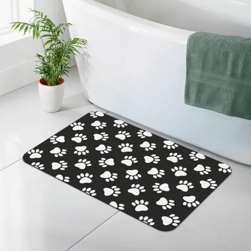 Cute Dog Animal Paws Bath Mat Rugs 15.7x23.6 in, Diatomaceous Earth Bathroom Rug Fit Under Door Rubber Non-Slip Absorbent Bathroom Mat for Bathroom Kitchen Floor, Tub and Shower Sink - color: Dog Paws
