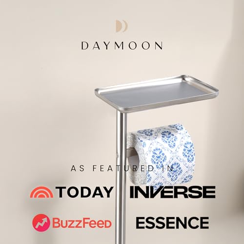 Day Moon™ - Toilet Paper Holder - Modern Roll Holder for Bathroom - 1 Pack - Free Standing - with Shelf, Brushed Nickel - color: Brushed Nickel