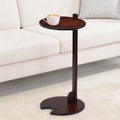 18–26" Height Adjustable Bamboo C-Shaped Side End Table for Sofa | Slides Under Couch; Round Solid Bamboo Top; Works as Laptop Desk & TV Tray; Space-Saving for Small Living Rooms and Bedrooms - color: Chestnut