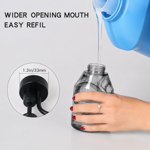 Glass Soap Dispenser – 12.5 Oz, 3D Black Smoke Pattern Thick Glass Bottle with Rust-Free ABS Pump, Smooth Action Hand Soap Dispenser for Kitchen Bathroom Countertop, Liquid Dish Soap, Lotion (Black) - color: Black-01