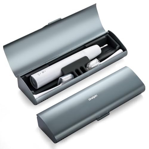 Aluminum Electric Toothbrush Travel Case, 2 in 1 Travel Toothbrush Holder for Oral B/Oral-B Pro 1000 1500 5000 and Most Electric Toothbrush for Traveling, Removable Silicone Liner-Grey - color: Grey