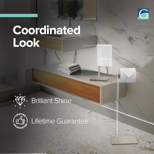Gatco 1331SN Toilet Paper Holder Stand, Satin Nickel, Acrylic Post, Weighted Base, Freestanding Bathroom Floor Stand, 22.25 Inch - color: Satin Nickel/Acrylic, 22.25"h