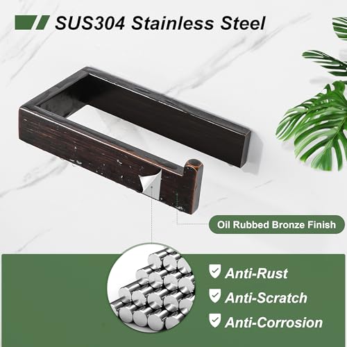 SAYAYO Oil Rubbed Bronze Toilet Paper Holder Wall Mount, Brushed Bronze Toilet Tissue Holder for Bathroom, RV TP Holder Square, SUS304 Stainless Steel 6 Inch - color: Oil Rubbed Bronze