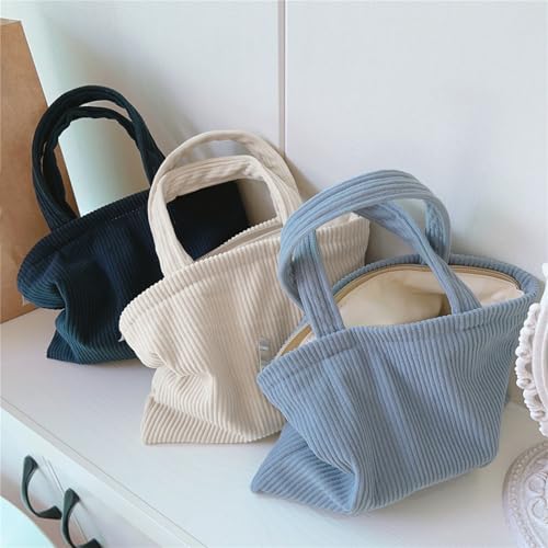 Wudygirl Makeup Bag Travel Cosmetic Bag for Women Small Makeup Pouch with Handle Zipper Cosmetic Pouch Handbag Aesthetic 8.3" x 6.7"(Navy Blue) - color: Navy Blue