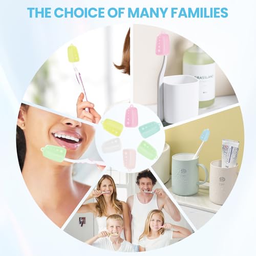 Lapfoon 6 Packs Silicone Toothbrush Covers, Tooth Brush Cover Cap for Electric & Manual Toothbrushes, Toothbrush Travel Essentials - color: Green