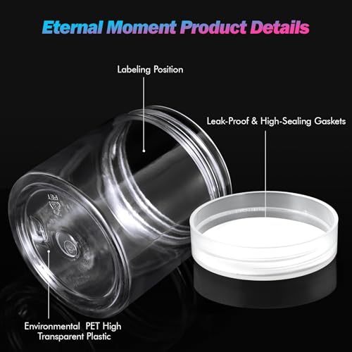Eternal Moment 36 Pack 4 OZ Plastic Jars Round Clear Cosmetic Container Jars with Clear Lids, Perfect for Lotion, Slime，Cream, Ointments, Makeup, Eye Shadow, Samples, Pot, Travel Storage - color: Clear Lid, size: 4 Ounce