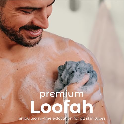 MainBasics Shower Loofah Sponge Pouf, Set of 3, Airy Blossom | Soft Mesh Body Scrubber and Bath Sponge for Gentle Exfoliation, Rich Lather, and Everyday Shower Use - style: Airy Blossom