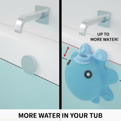 Bathtub Overflow Drain Cover - Silicone Bathroom Overflow Cover for Bath Tub, Bathroom Spa Accessories, Adds Inches of Water for Deeper Bath，Baby Blue - color: Baby Blue