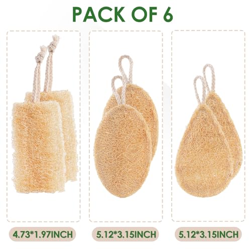 Natural Loofah Dish Sponge Pack 6 Vegetable Scrubber for Kitchen -100% Biodegradable Compostable Dishwashing Scouring Pad Zero Waste Plastic Free Eco Friendly Sustainable