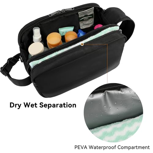Voova Travel Toiletry Bag for Men Women, Hanging Dopp Kit Water Resistant Shaving Bag for Toiletries Accessories, Small Makeup Organizer Case for Traveling Essentials, Bathroom, Cosmetics, Black - color: Black