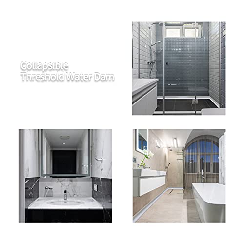 78 Inches Water Barrier for Sink, Shower Threshold Water Dam Barrier, Silicone Water-Blocking Self-Adhesive Shower Splash Guards for Bathtub Sink, Bathroom, Countertop - style: 78 Inches
