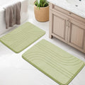 YIHOUSE Green Bathroom Rug Set 2 Pieces, Soft Non Slip Memory Foam Bath Mats, Extra Thick, Machine Washable - color: Green-2, size: 2 PC