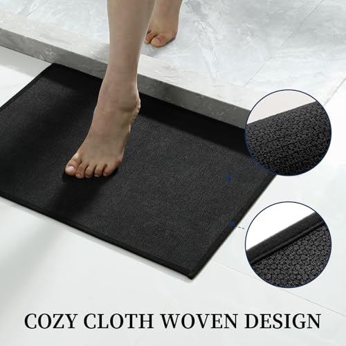 YIHOUSE Black Bathroom Rugs Sets 5 Piece, Quick Dry Thin Bath Mat with Toilet Rug, Non Slip Absorbent Machine Washable, Bath Runner Rugs for Bathtub Sink Home Decor - color: Black, size: 5 pieces