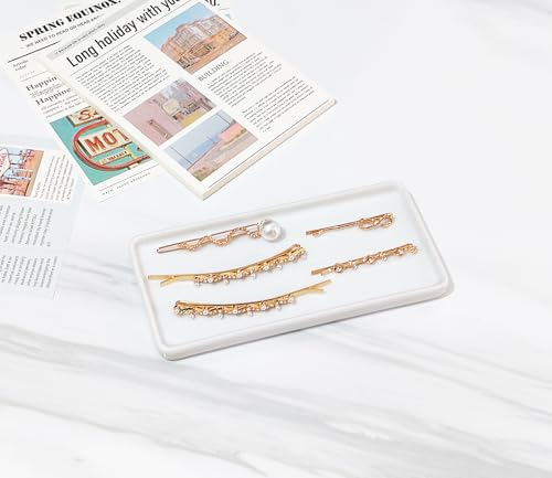 6.4" Porcelain Small Bathroom Narrow Mini Tray - White | Tiny Ceramic Countertop & Little Vanity Tray for Cosmetics, Perfume, Jewelry, Candle - Soap Tray, Kitchen Counter Tray - color: White, size: 6.4" x 3" x 0.5"
