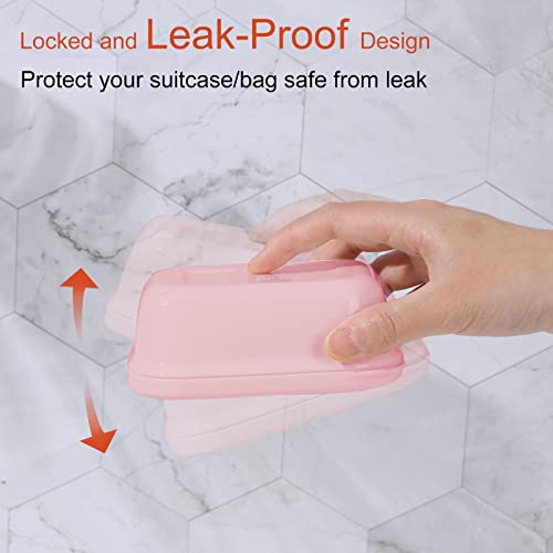 Quatish 2 Pack Travel Soap Container, Portable Soap Holder with Lid, Travel Bar Soap Holder, Soap Case for Camping Gym Travel, Soap Box for Bathroom,Pink - color: Pink