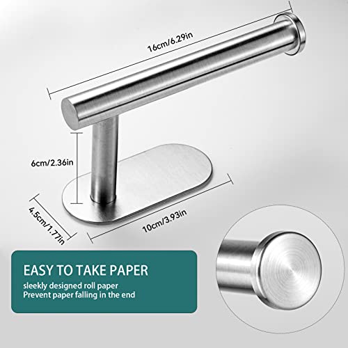 YUET Toilet Roll Holder Self Adhesive Holders Tissue 3M Stand Hanger Bathroom, Kitchen, Washroom Premium Thicken SUS-304 Stainless Steel, No Drilling,Strong Adhesiveness Rustproof (Brushed Silver) - color: Silver