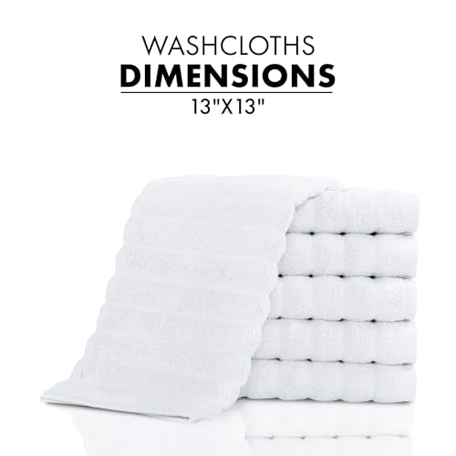 Classic Turkish Towels CTT Luxurious 100% Turkish Cotton Washcloths 6 Pack, Highly Absorbent & Quick Dry, Face Towels Wash Cloths for Hotel, Spa & Gym | 13"x13" (White) - color: White, size: 6-Piece Washcloth Set
