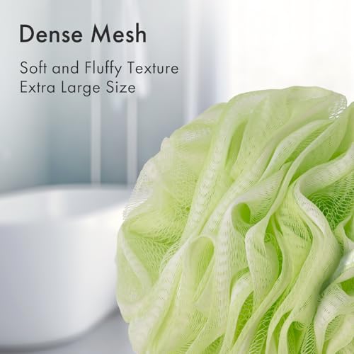 AmazerBath Bath Loofah Sponge (Pack of 4), Shower Loofah 60g/PCS Body Scrubber Loofa - Light Orange-Green-Grey-Beige, Bath Sponge for Men and Women - style: Light Orange-Green-Grey-Beige (60g)
