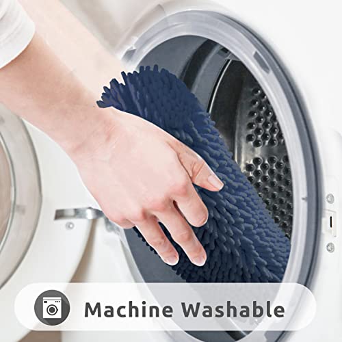 Non-Slip Bath Rug,Extra Soft Microfiber Bedroom Shag Carpet with Anti-Slip Backing,Water/Dust Absorbent Fast Dry Shower Mat,Sound Insulated Stairs Pad,Machine Washable (NavyBlue,24 x 24 Inches) - color: Navyblue, size: 2' x 2' (Rectangular)