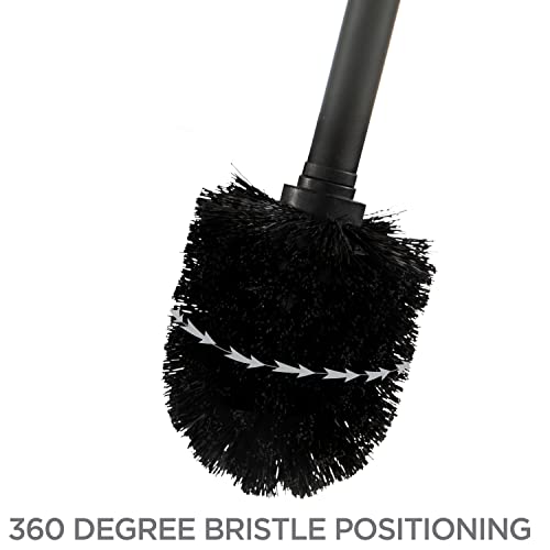 Bath Bliss Toilet Brush and Holder | Self Closing Lid | 360 Degree Brush Head | Bathroom Cleaning | Compact Size | Storage and Organization | Carbon - color: Carbon, size: 1 Pack