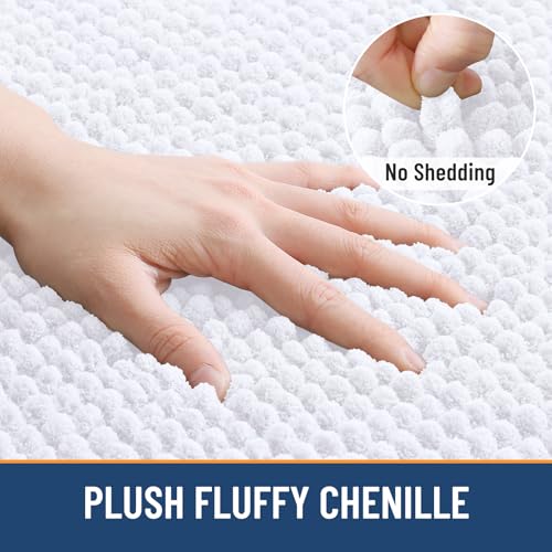 Arotive Bathroom Rugs 30" x 20", Ultra Soft Absorbent Chenille Bath Rugs, Rubber Backing, Machine Washable Bath Mats for Bathroom Floor, Tub and Shower, Home Decor Accessories, White - color: White, size: 30" X 20"