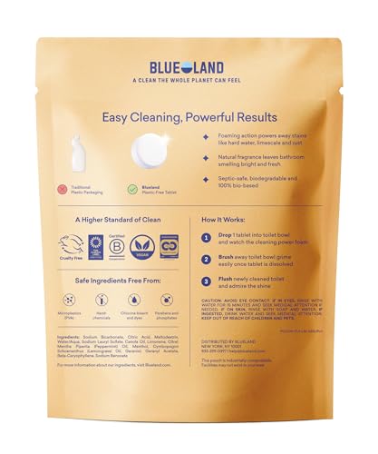 BLUELAND Toilet Bowl Cleaner Tablets, 14 Count (Pack of 2), Lemon Cedar, Plastic-Free, No Harsh Chemicals, Plant-Based, Septic-Safe, Removes Lime, Rust, Hard Water and Toilet Ring Stains - size: 14 Count (Pack of 2)