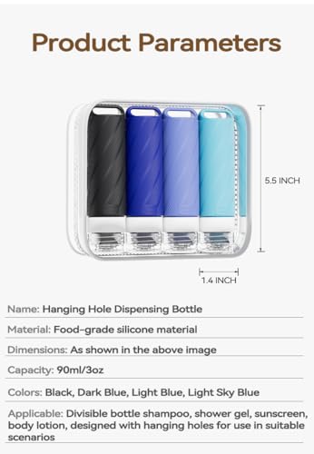 5 packs of toiletries travel bottles, TSA Approval silicone travel containers, leak proof refillable shampoo and conditioner are essential for travel, fitness, business trips, office use(blue) - color: Blue